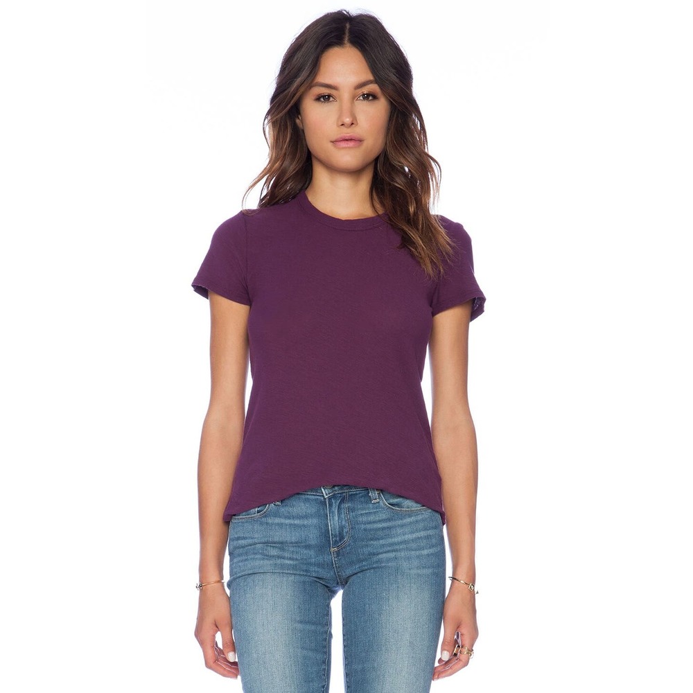 James Perse Women's Sheer Slub Crew Neck Tee T-Shirt in Plum